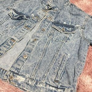 Vintage Acid Wash Denim Distressed Jean Jacket | 90s Streetwear
